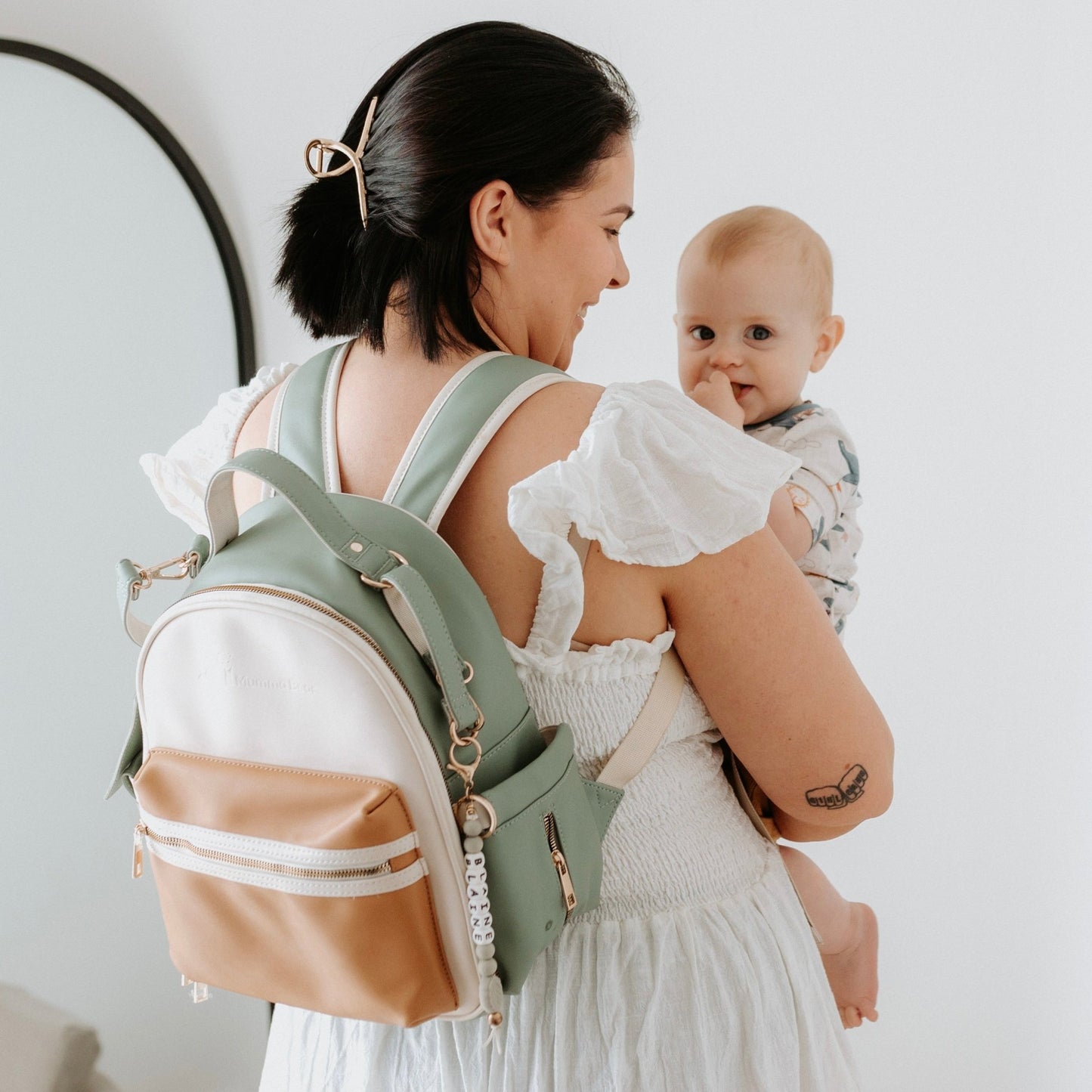 Eucalyptus - Vegan Leather Nappy Backpack - Mumma Bear