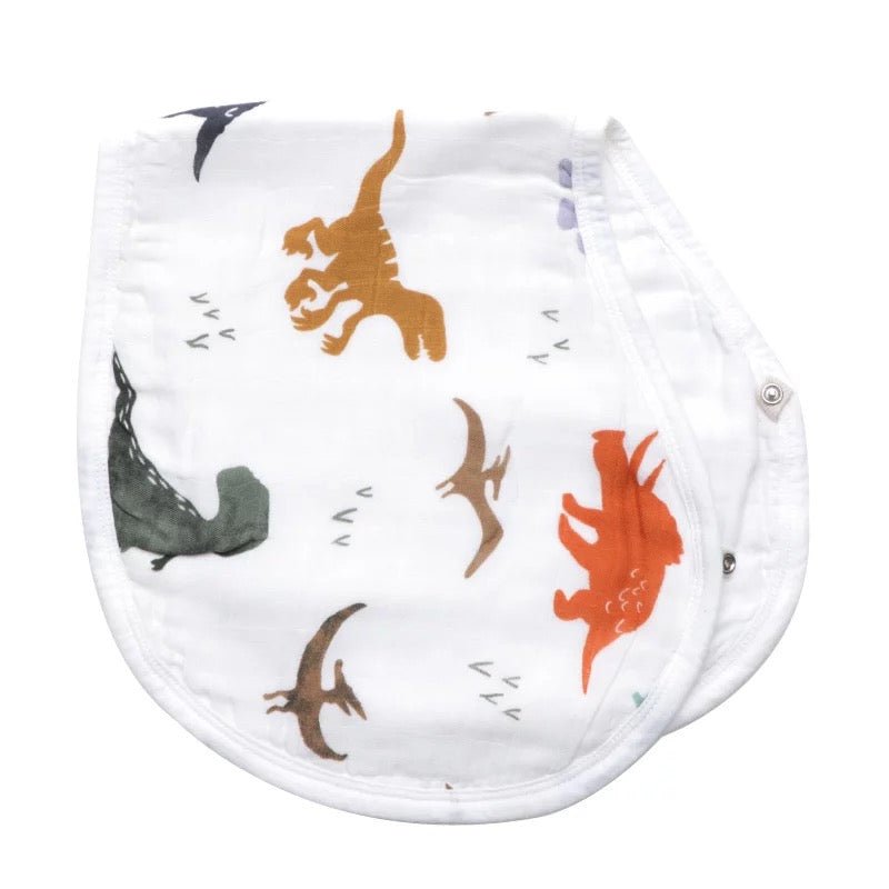 2 in 1 Bib & Burp Cloth 6 Layer Bamboo Cotton - Dinosaurs - Mumma Bear