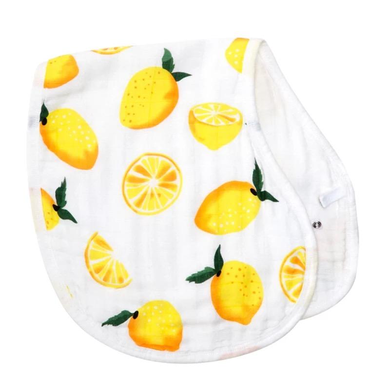 2 in 1 Bib & Burp Cloth 6 Layer Bamboo Cotton - Lemons - Mumma Bear Mum And Baby