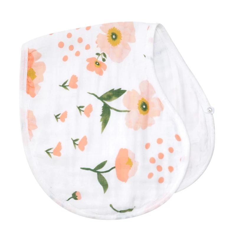 2 in 1 Bib & Burp Cloth 6 Layer Bamboo Cotton - Poppy - Mumma Bear Mum And Baby