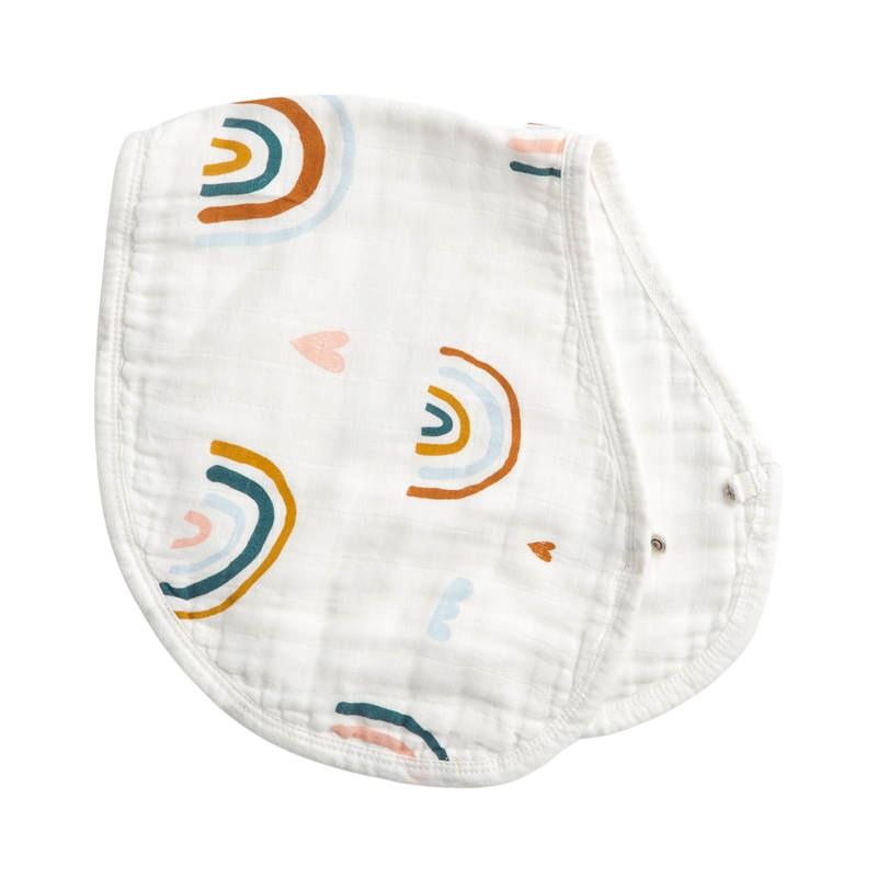 2 in 1 Bib & Burp Cloth 6 Layer Bamboo Cotton - Rainbow - Mumma Bear Mum And Baby