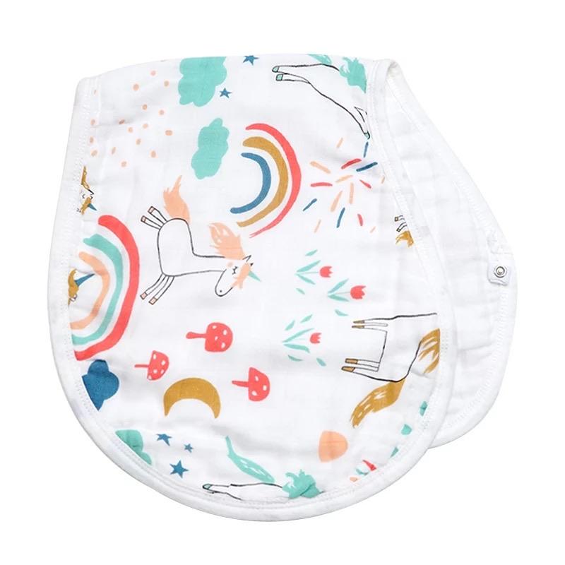 2 in 1 Bib & Burp Cloth 6 Layer Bamboo Cotton - Unicorns - Mumma Bear Mum And Baby