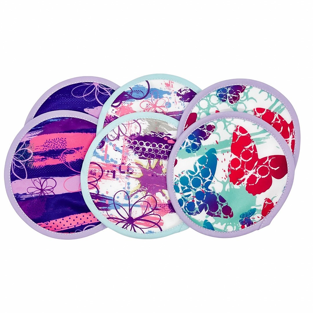 Bamboo Breast Pads (3 Pairs) - Frangipani Garden Set - Mumma Bear Mum And Baby
