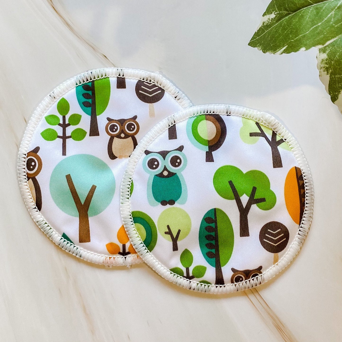 Bamboo Breast Pads - Woodland Owl - Mumma Bear Mum And Baby