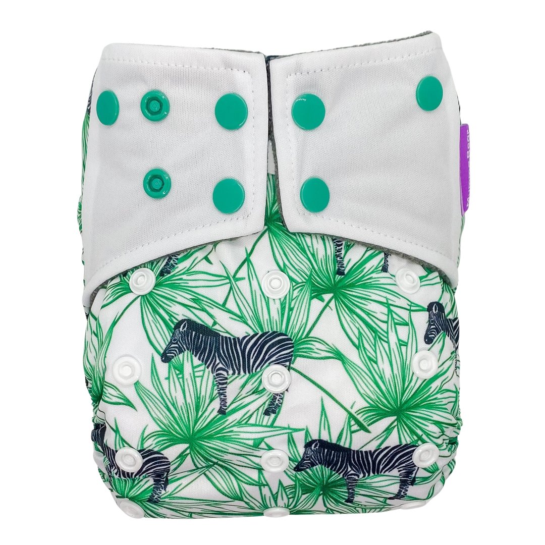 Bamboo Charcoal Cloth Nappy - Wild Zebra - Mumma Bear Mum And Baby
