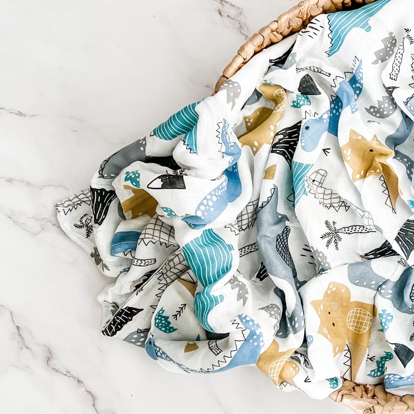 Bamboo Cotton Muslin Wrap - Dinosaur Island - Mumma Bear