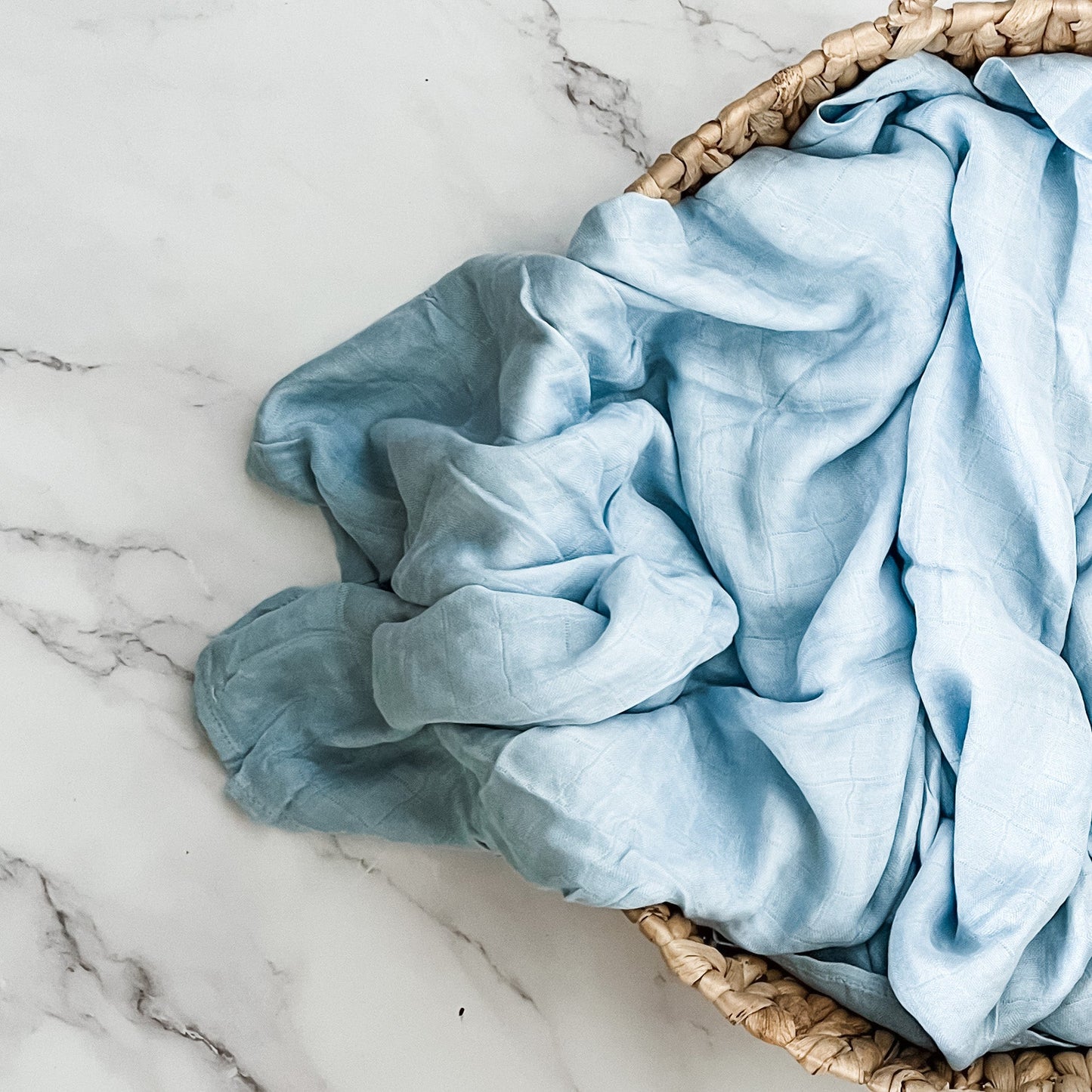 Bamboo + Organic Cotton Muslin Wrap - Blue - Mumma Bear