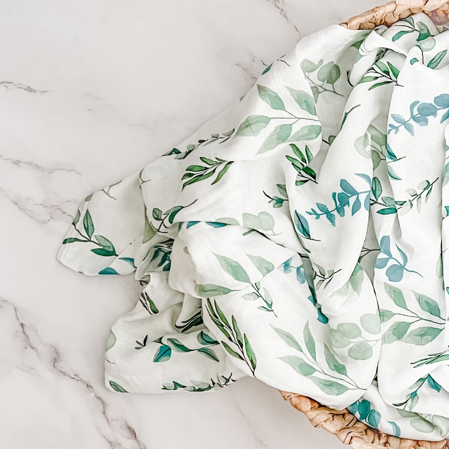 Bamboo + Organic Cotton Muslin Wrap - Bush Leaves - Mumma Bear