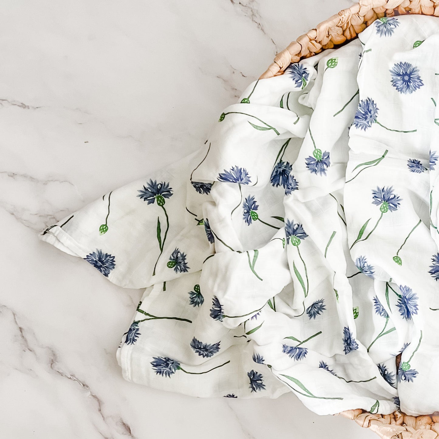 Bamboo + Organic Cotton Muslin Wrap - Cornflower Fields - Mumma Bear