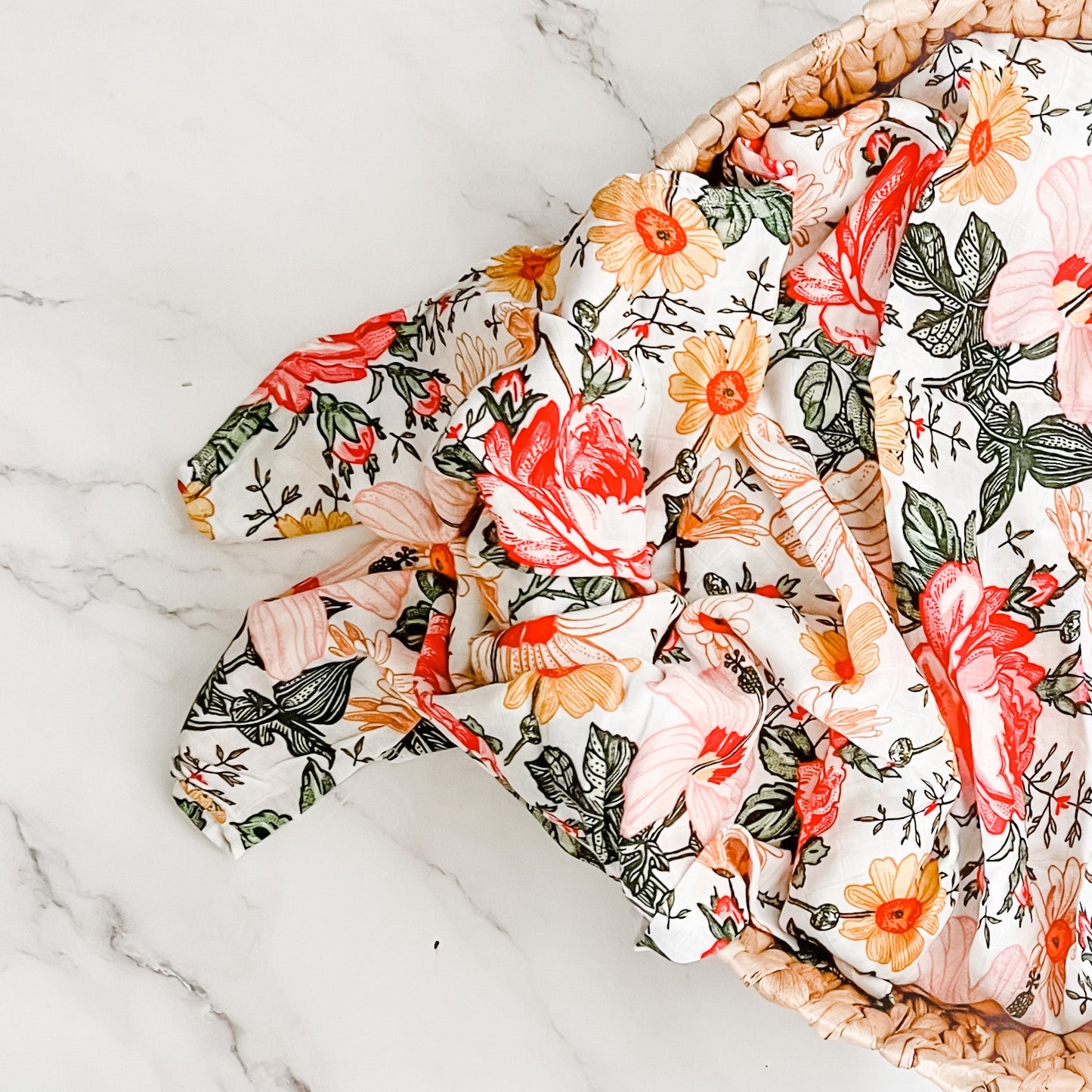 Bamboo + Organic Cotton Muslin Wrap - Floral Gardens - Mumma Bear