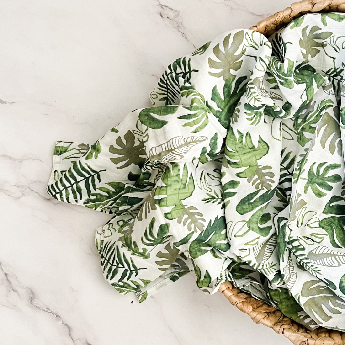 Bamboo + Organic Cotton Muslin Wrap - Jungle Palm - Mumma Bear