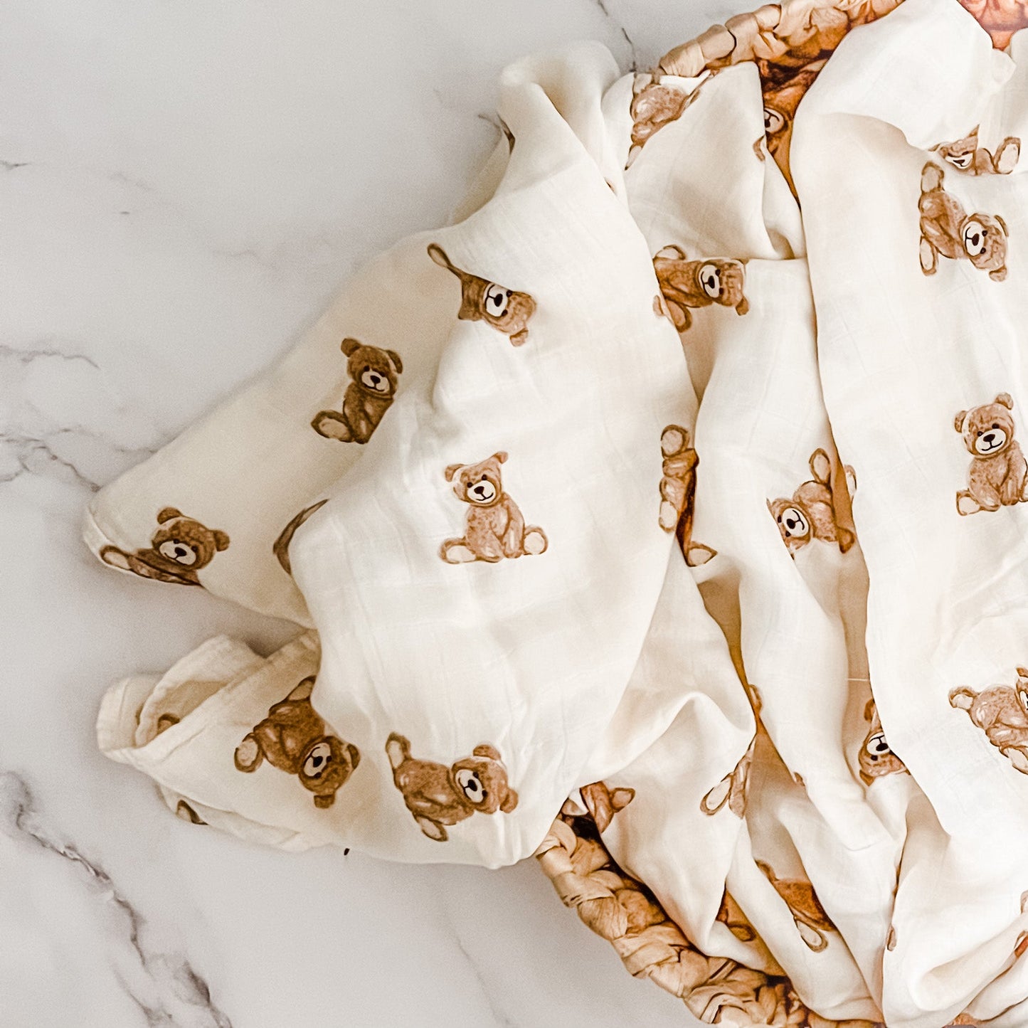 Bamboo + Organic Cotton Muslin Wrap - Teddy Bear - Mumma Bear