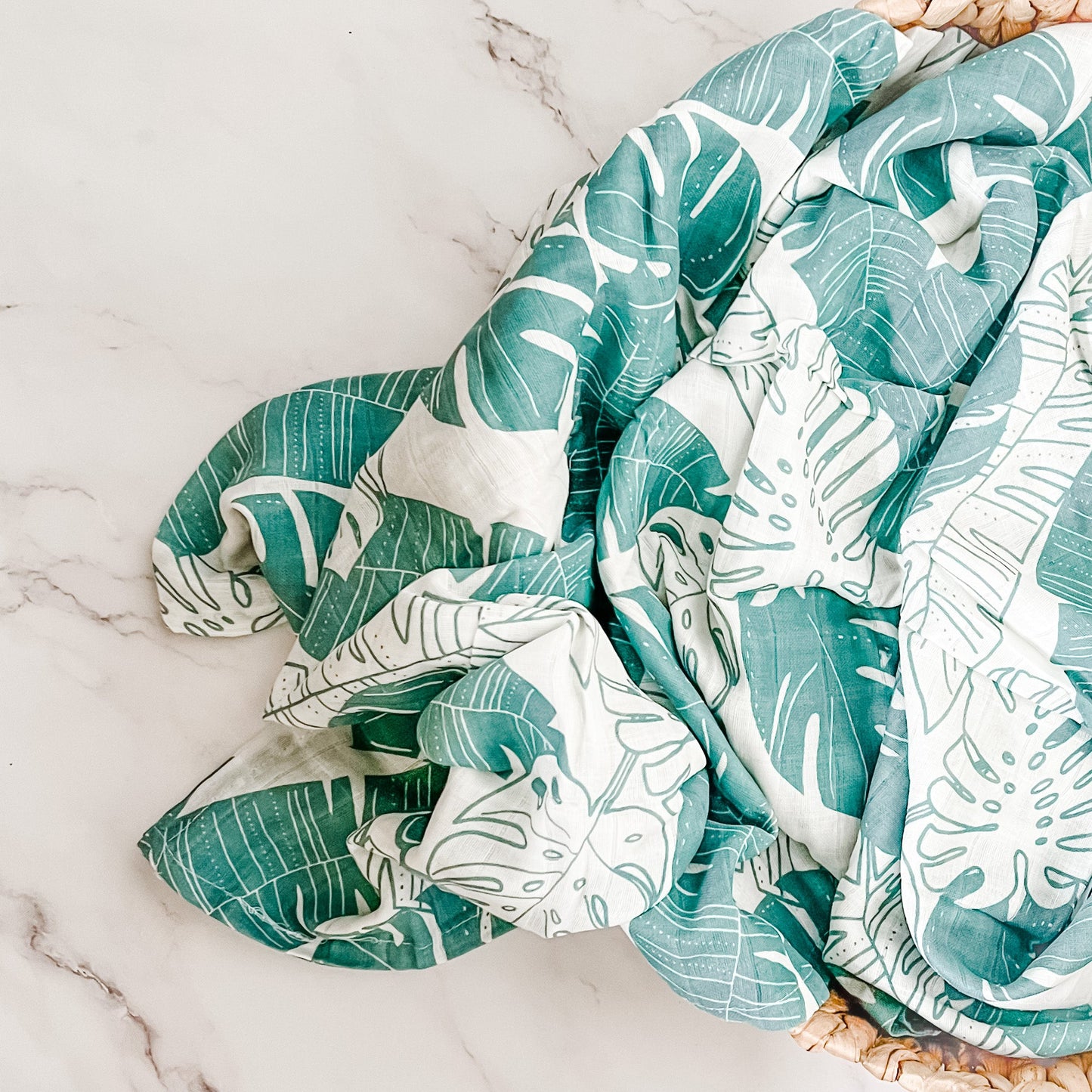 Cotton Muslin Wrap - Palm Leaves - Mumma Bear