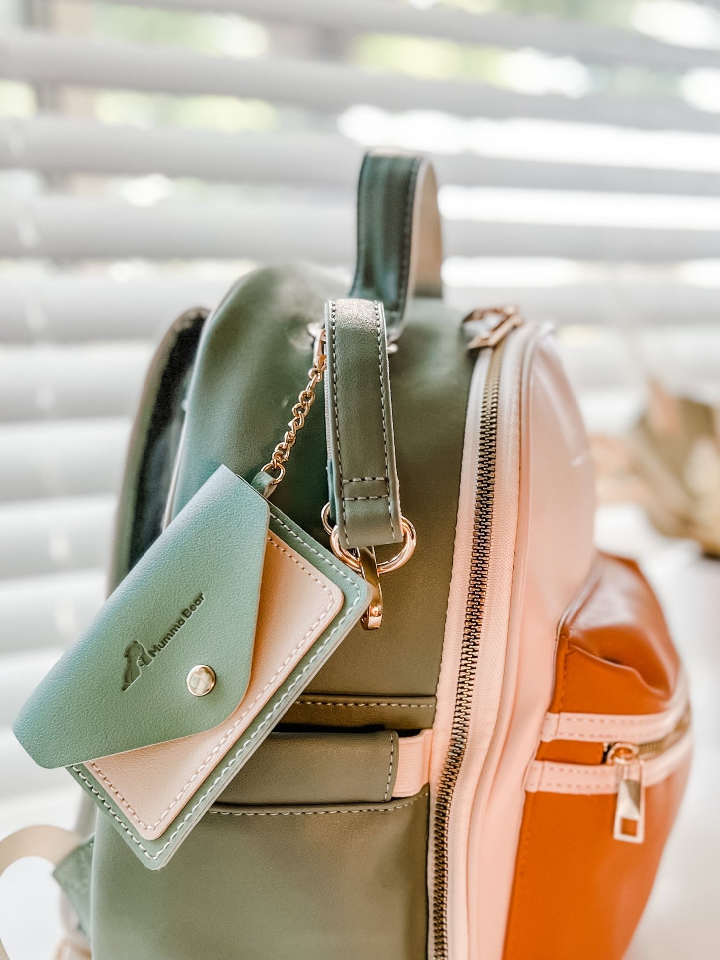 Eucalyptus - Vegan Leather Nappy Backpack - Mumma Bear