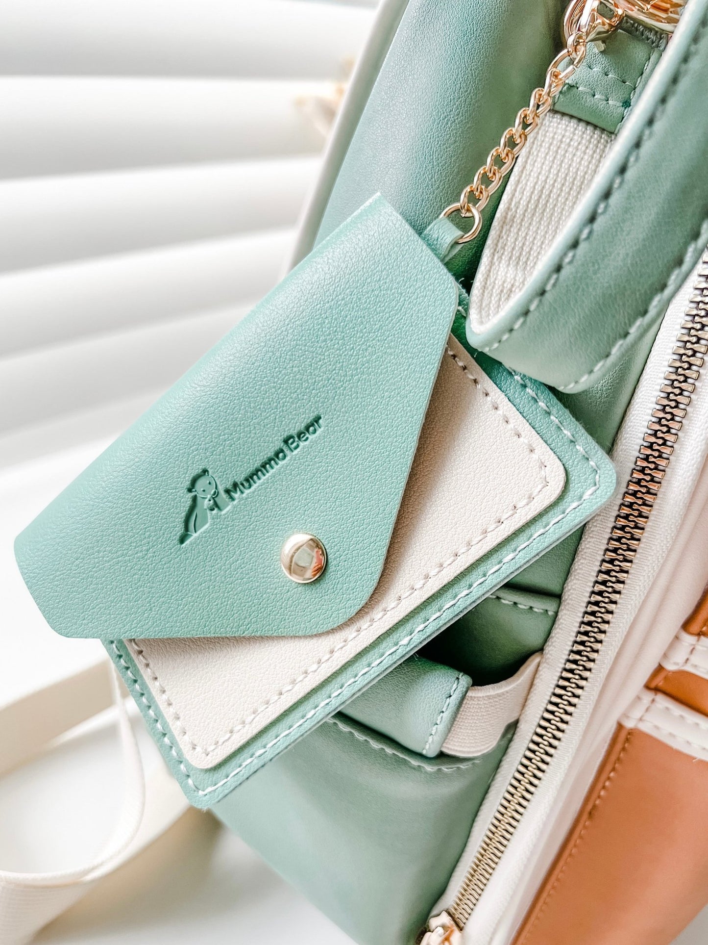 Eucalyptus - Vegan Leather Nappy Backpack - Mumma Bear
