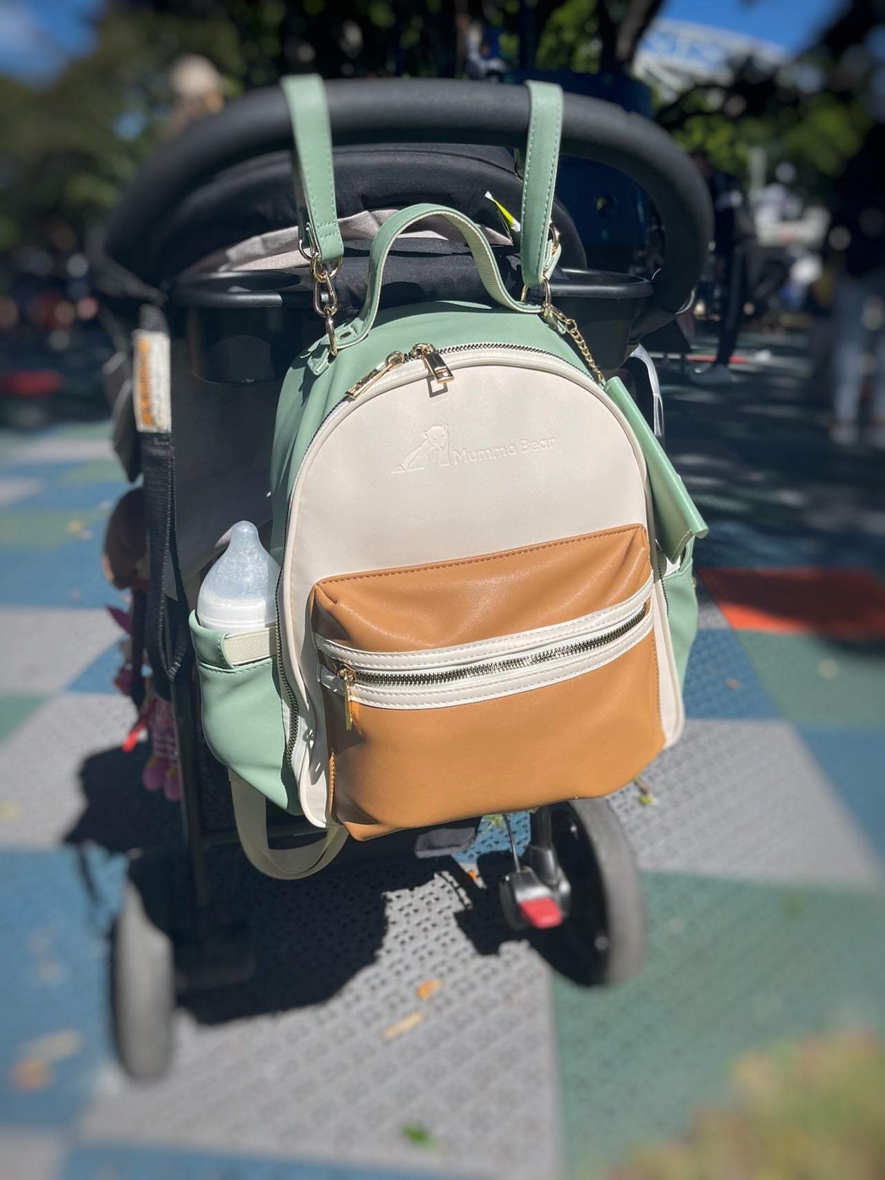 Eucalyptus - Vegan Leather Nappy Backpack - Mumma Bear