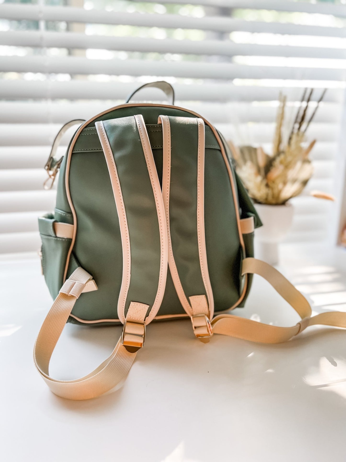 Eucalyptus - Vegan Leather Nappy Backpack - Mumma Bear