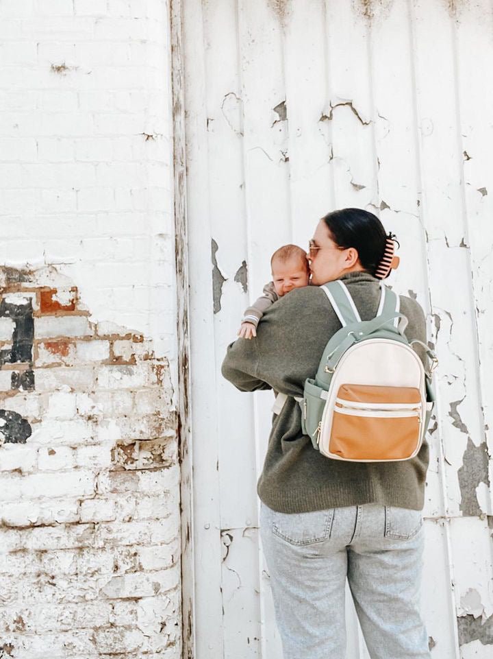 Eucalyptus - Vegan Leather Nappy Backpack - Mumma Bear