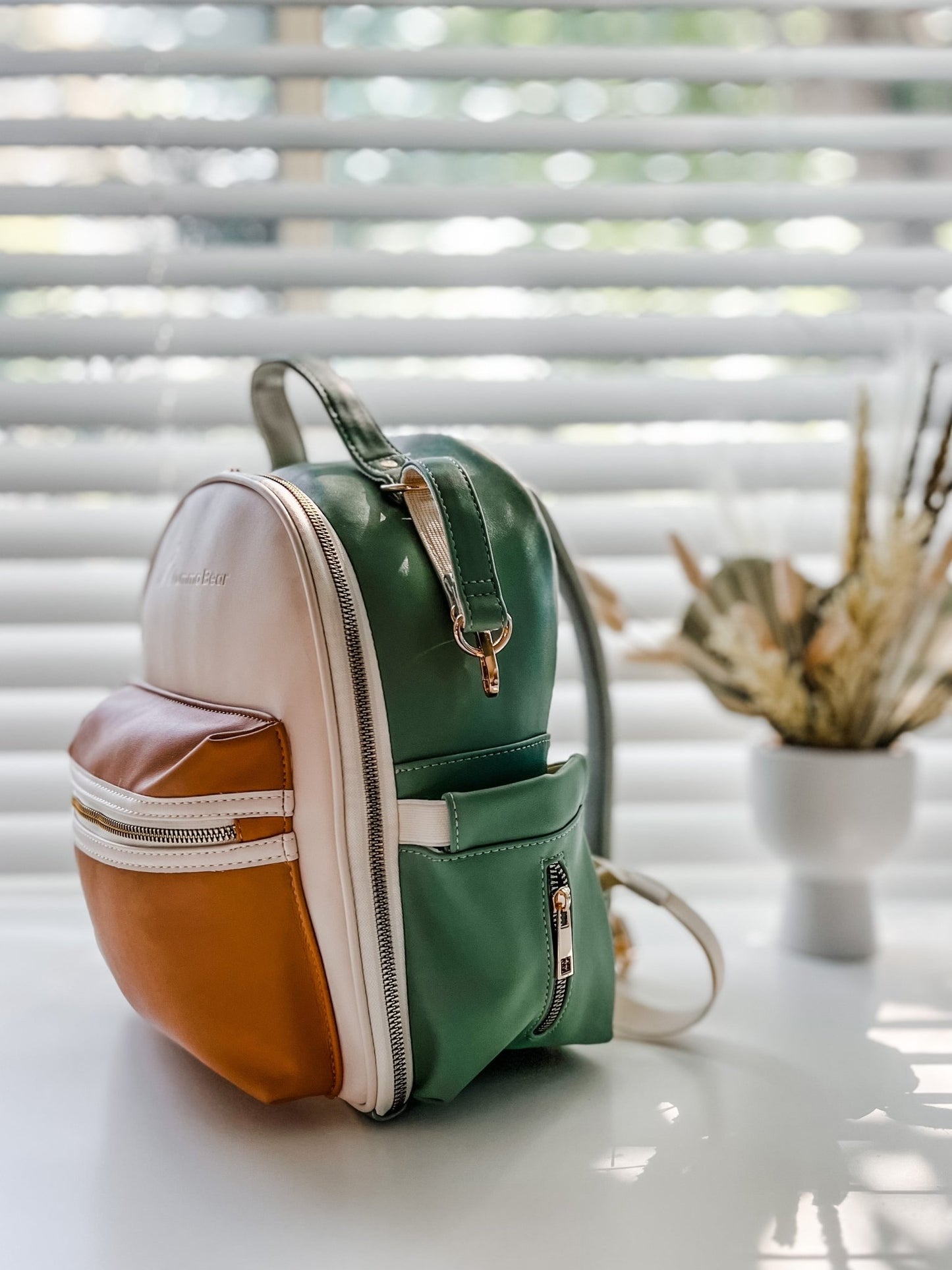 Eucalyptus - Vegan Leather Nappy Backpack - Mumma Bear