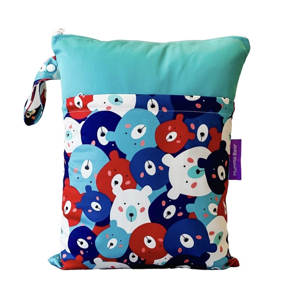 Large Wet Bag Double Zip - Beary Cute - Mumma Bear Mum And Baby