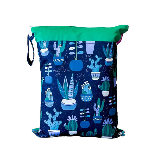 Large Wet Bag Double Zip - Cactus Garden - Mumma Bear Mum And Baby