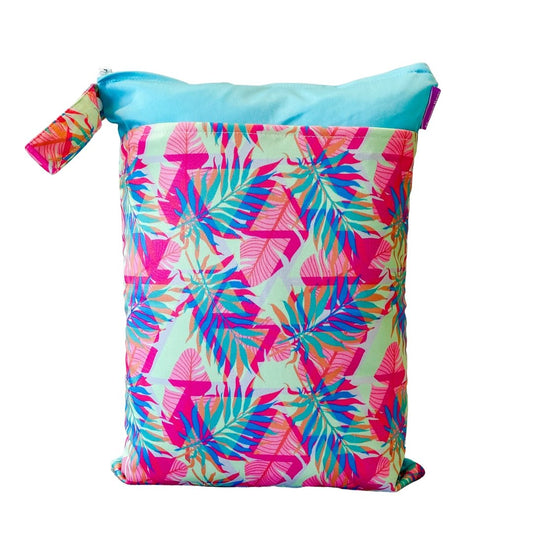 Large Wet Bag Double Zip - Neon Palms - Mumma Bear Mum And Baby