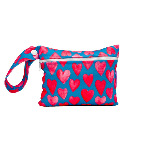 Mini Wet Bag - Sea of Hearts - Mumma Bear Mum And Baby