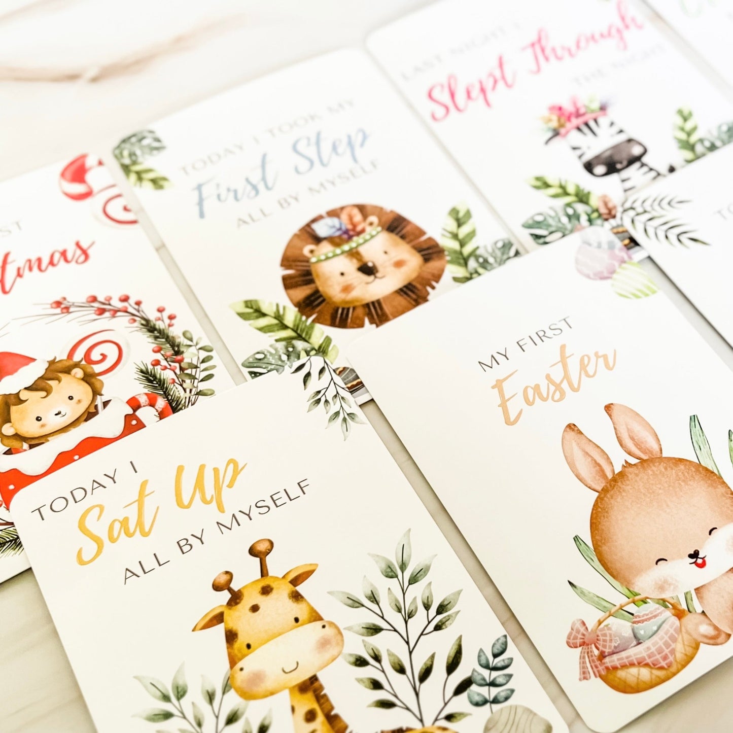 Safari Jungle Baby Milestone Cards - Set of 32 - Mumma Bear