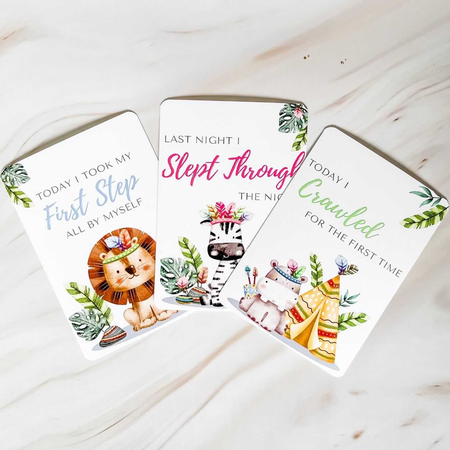 Safari Jungle Baby Milestone Cards - Set of 32 - Mumma Bear