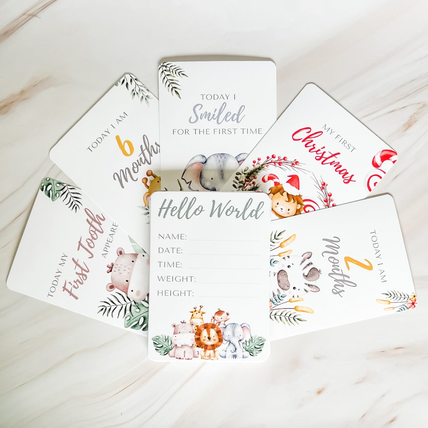 Safari Jungle Baby Milestone Cards - Set of 32 - Mumma Bear