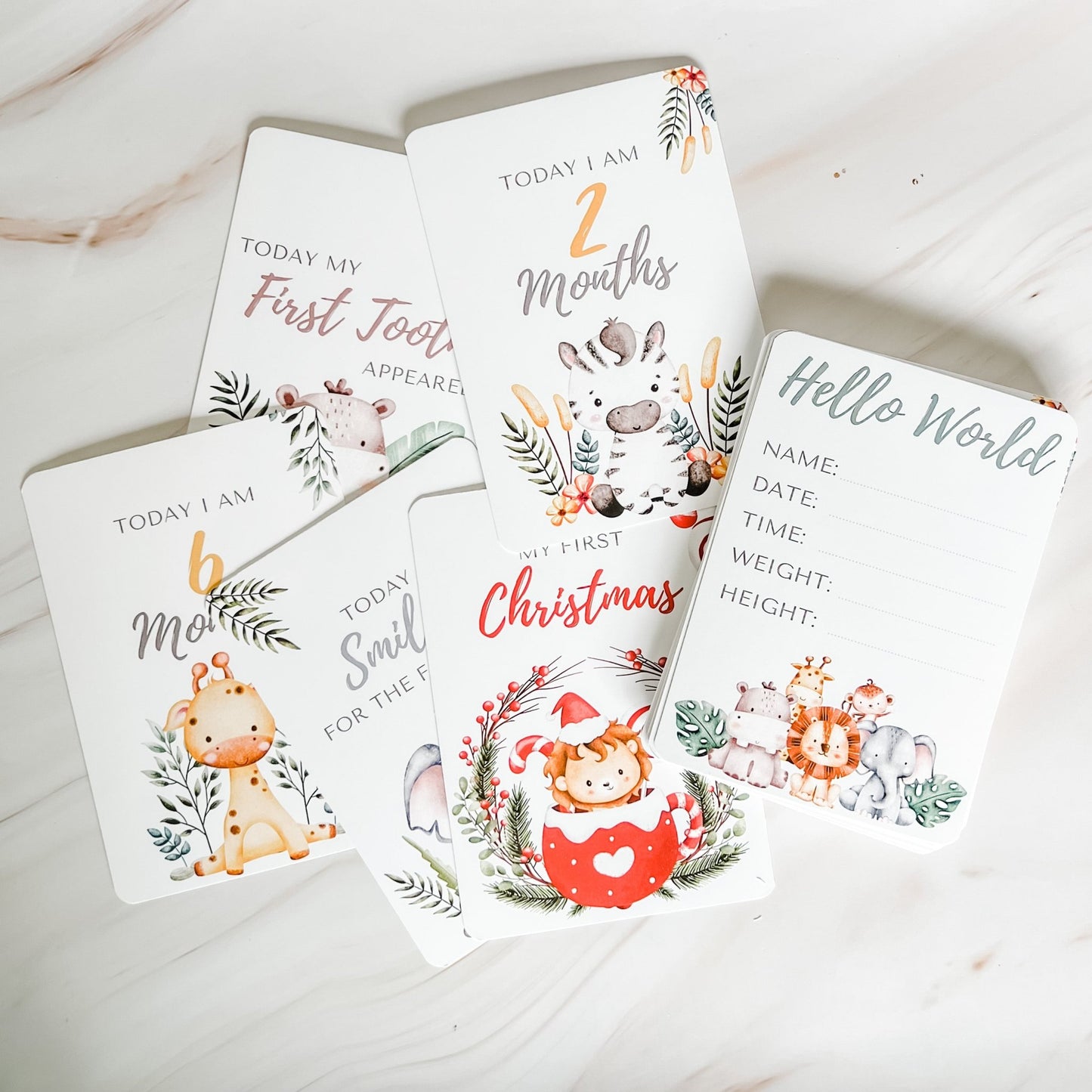 Safari Jungle Baby Milestone Cards - Set of 32 - Mumma Bear