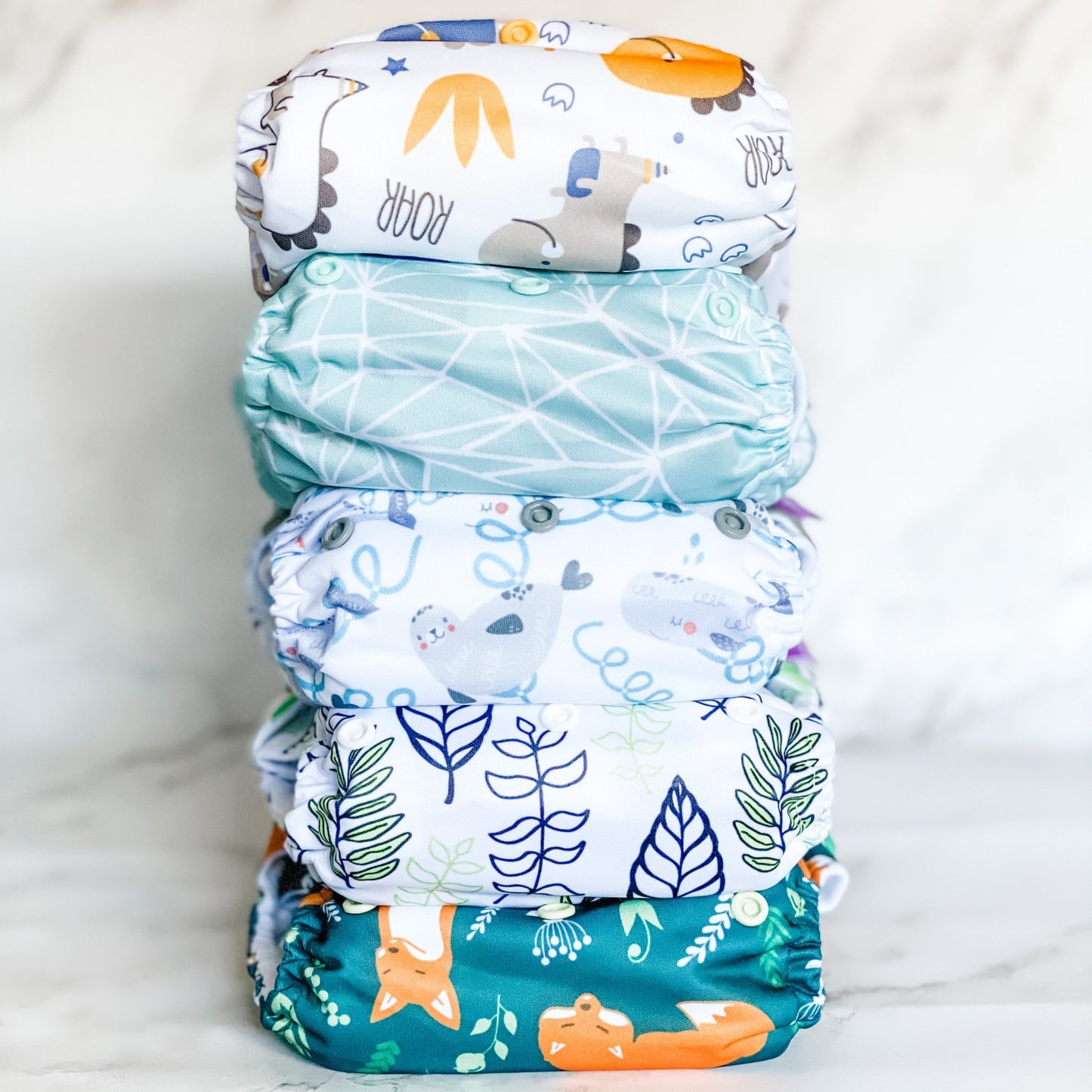 Suede Cloth Nappy - Geometric Ice - Mumma Bear Mum And Baby