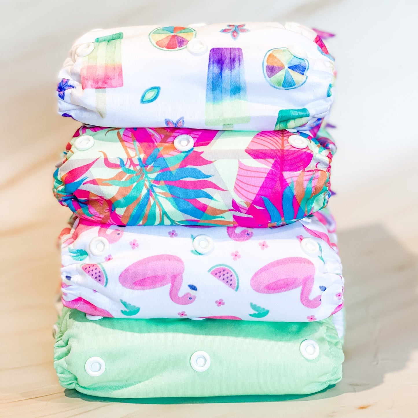 Suede Cloth Nappy - Neon Palms - Mumma Bear Mum And Baby