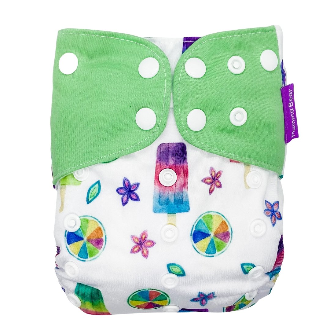 Suede Cloth Nappy - Popsicle Power - Mumma Bear Mum And Baby