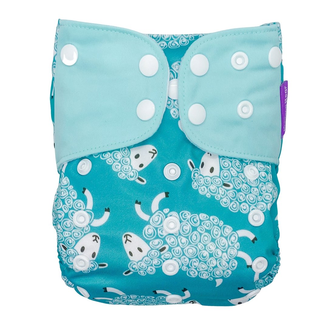 Suede Cloth Nappy - Sheep Dreams - Mumma Bear Mum And Baby