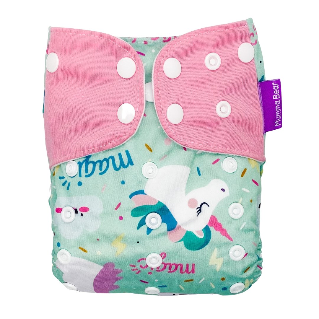 Suede Cloth Nappy - Unicorn Magic - Mumma Bear Mum And Baby