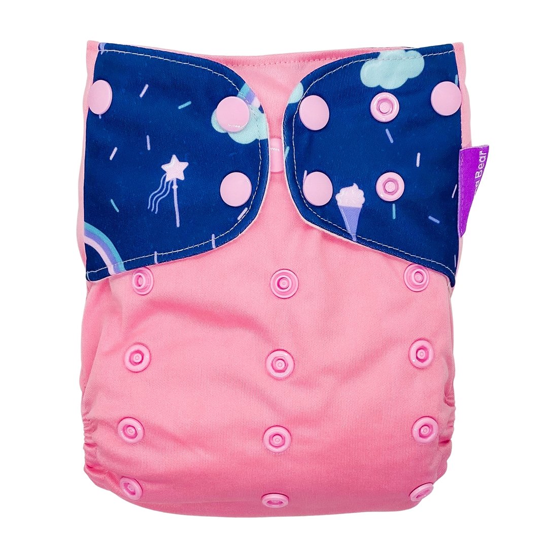 Suede Cloth Nappy - Unicorn Sprinkles - Mumma Bear Mum And Baby