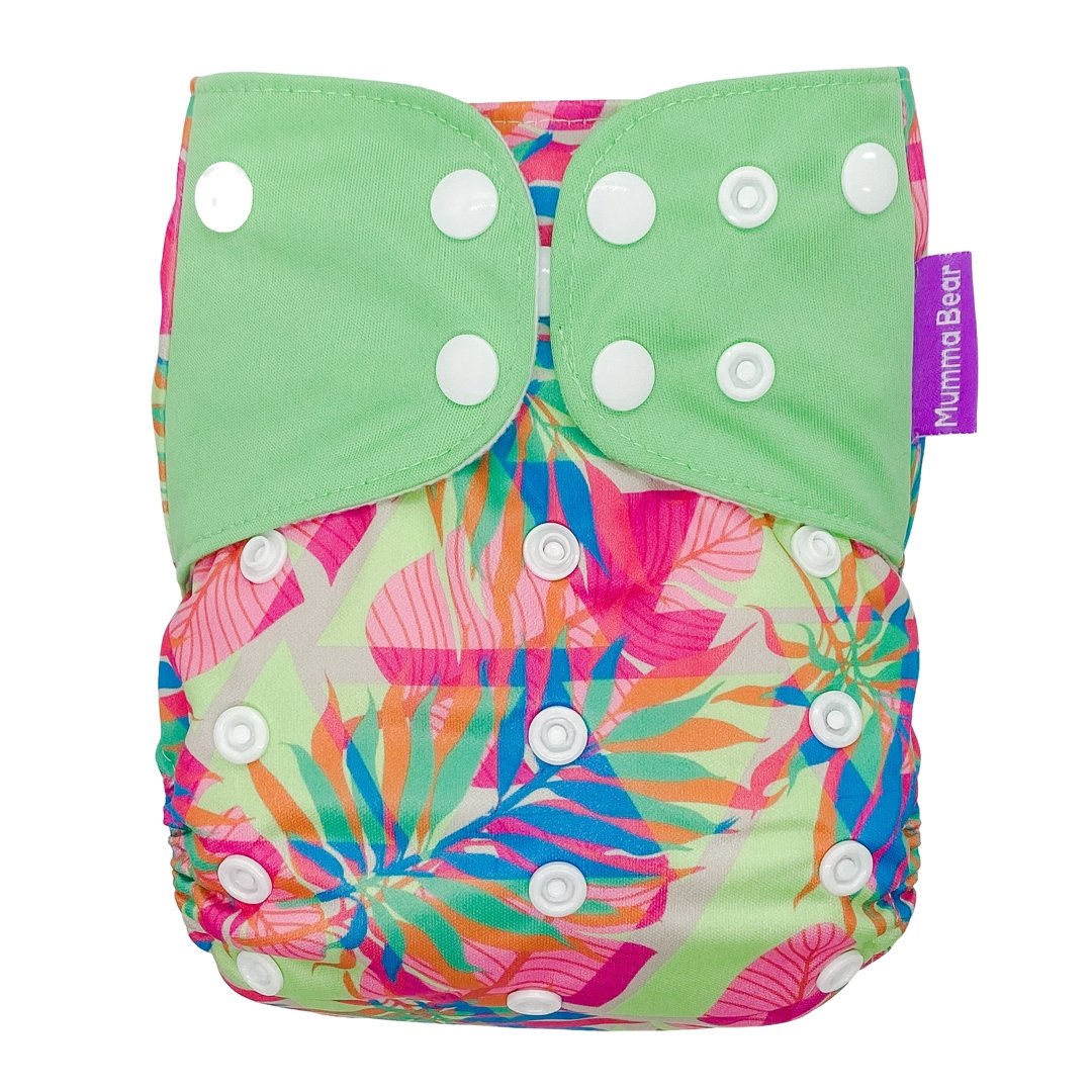 Suede Cloth Nappy - Vivid Palms - Mumma Bear Mum And Baby