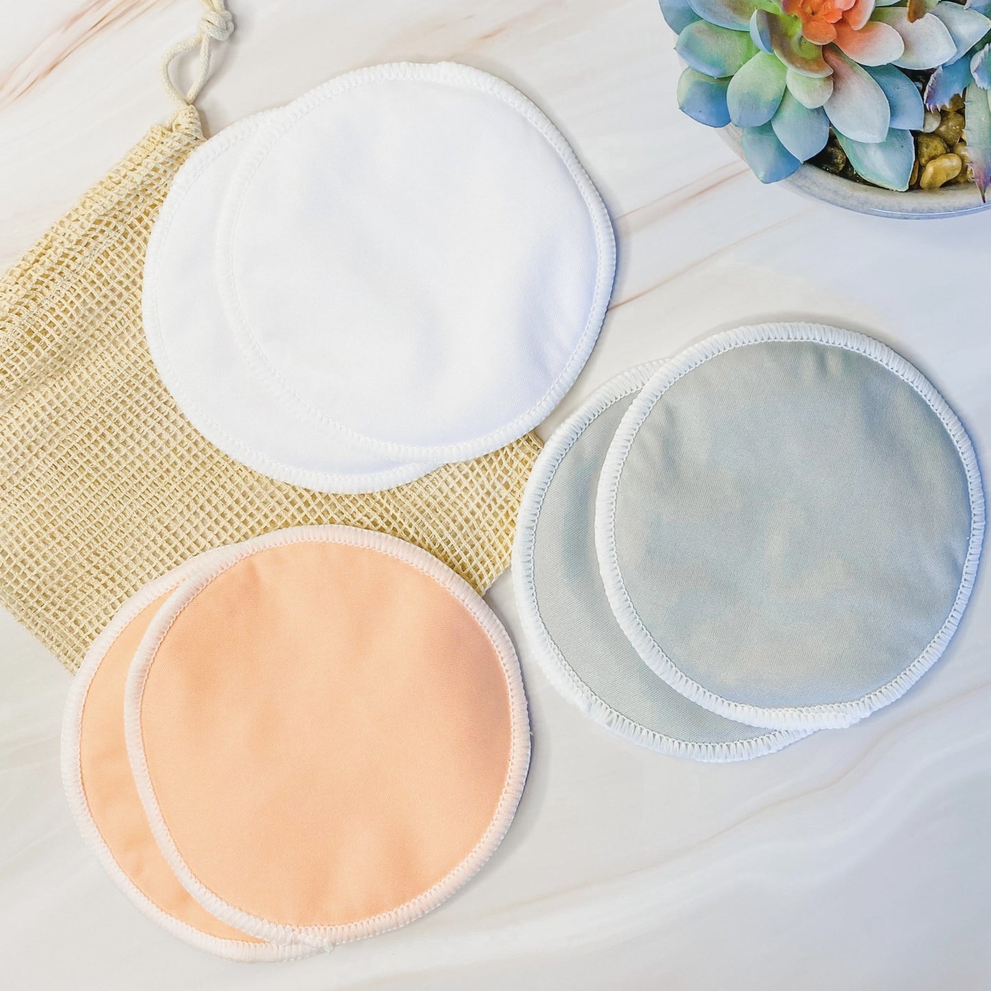 Bamboo Breast Pads (3 Pairs) - Peach Set - Mumma Bear Mum And Baby