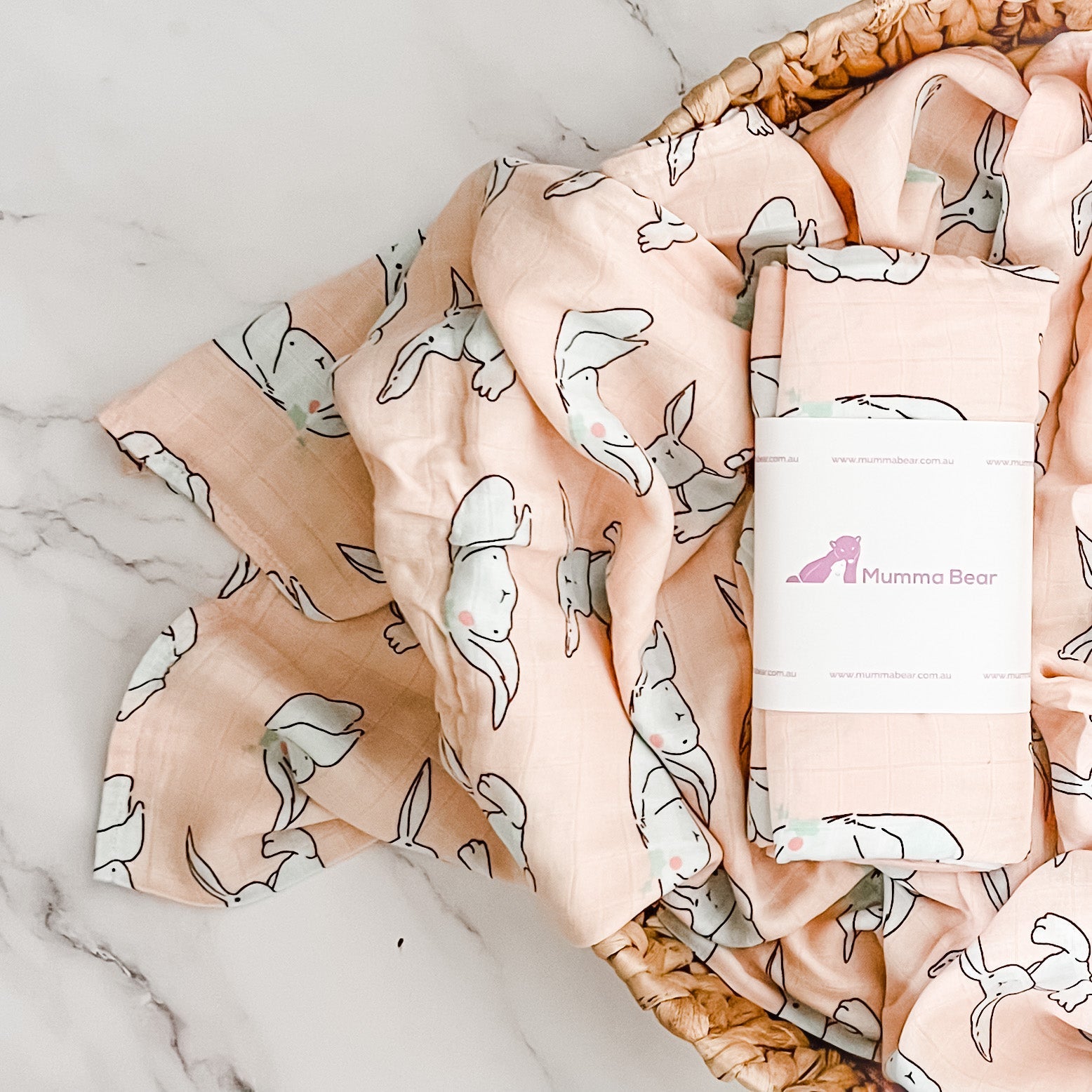 Bamboo + Organic Cotton Muslin Wrap - Bunny - Mumma Bear