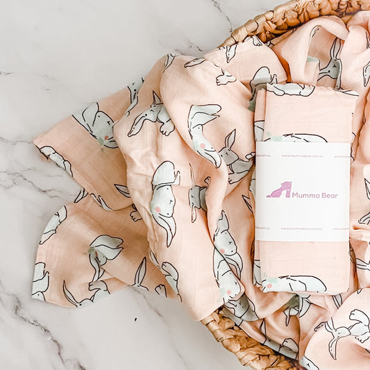 Bamboo + Organic Cotton Muslin Wrap - Bunny - Mumma Bear