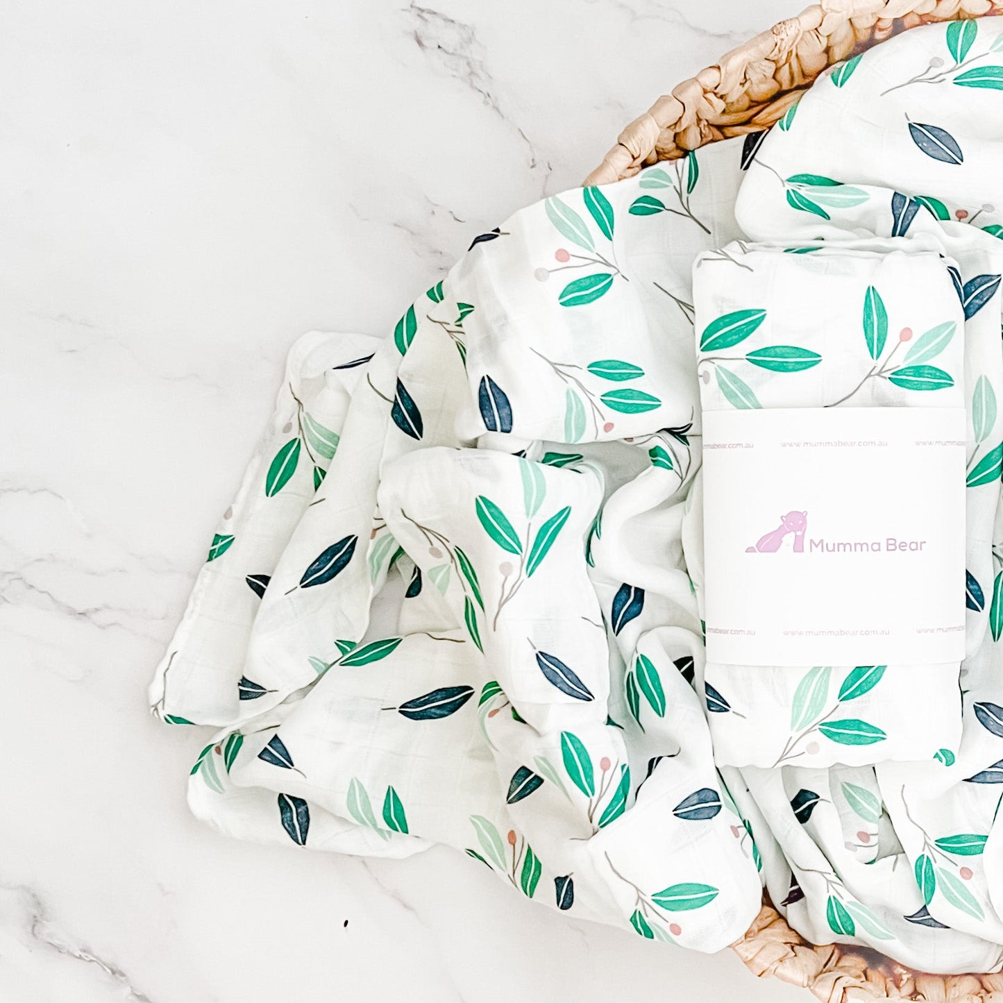 Bamboo + Organic Cotton Muslin Wrap - Eucalyptus - Mumma Bear