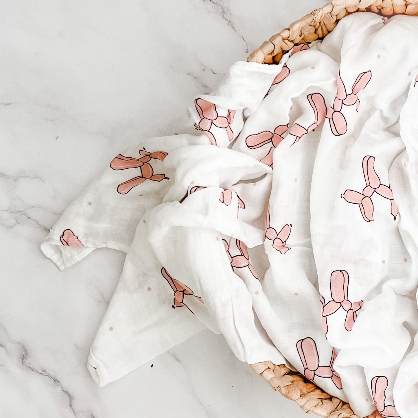 Bamboo + Organic Cotton Muslin Wrap - Fairy Floss Puppy - Mumma Bear