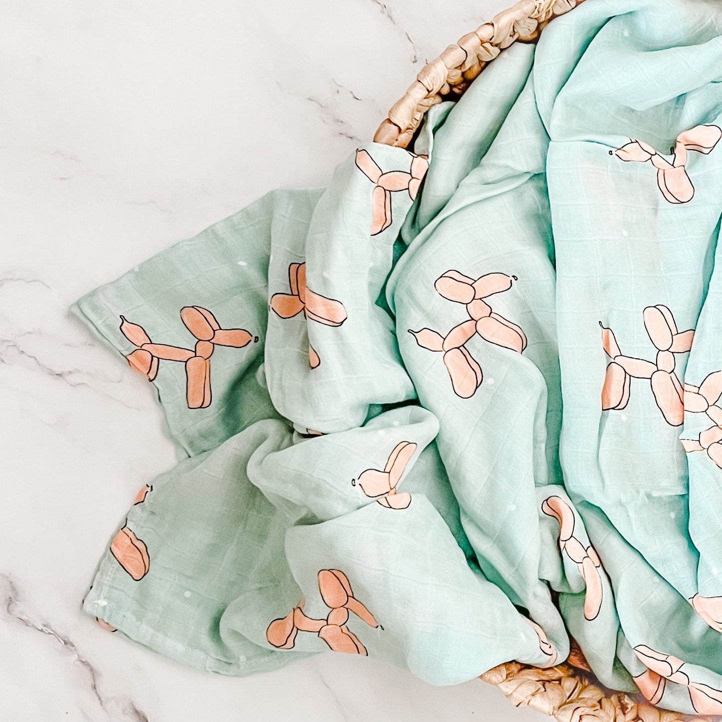 Bamboo + Organic Cotton Muslin Wrap - Spearmint Puppy - Mumma Bear