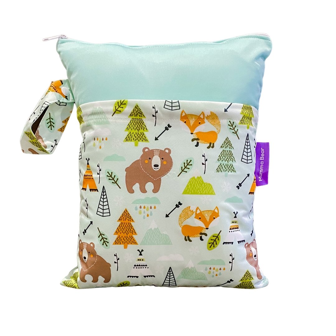 Large Wet Bag Double Zip - Everglade - Mumma Bear Mum And Baby
