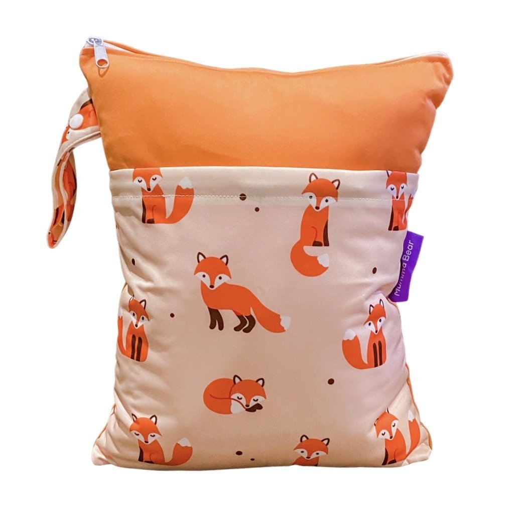 Large Wet Bag Double Zip - Foxy Fox - Mumma Bear Mum And Baby