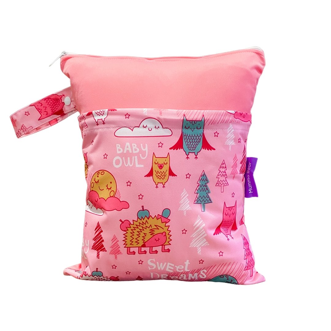 Large Wet Bag Double Zip - Owl Night Long - Mumma Bear Mum And Baby