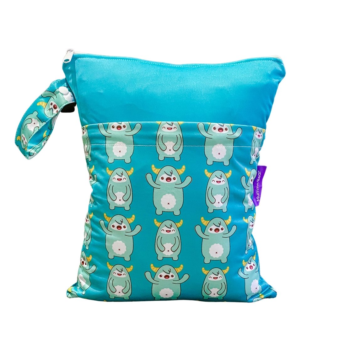 Large Wet Bag Double Zip - Tickle Monster - Mumma Bear Mum And Baby