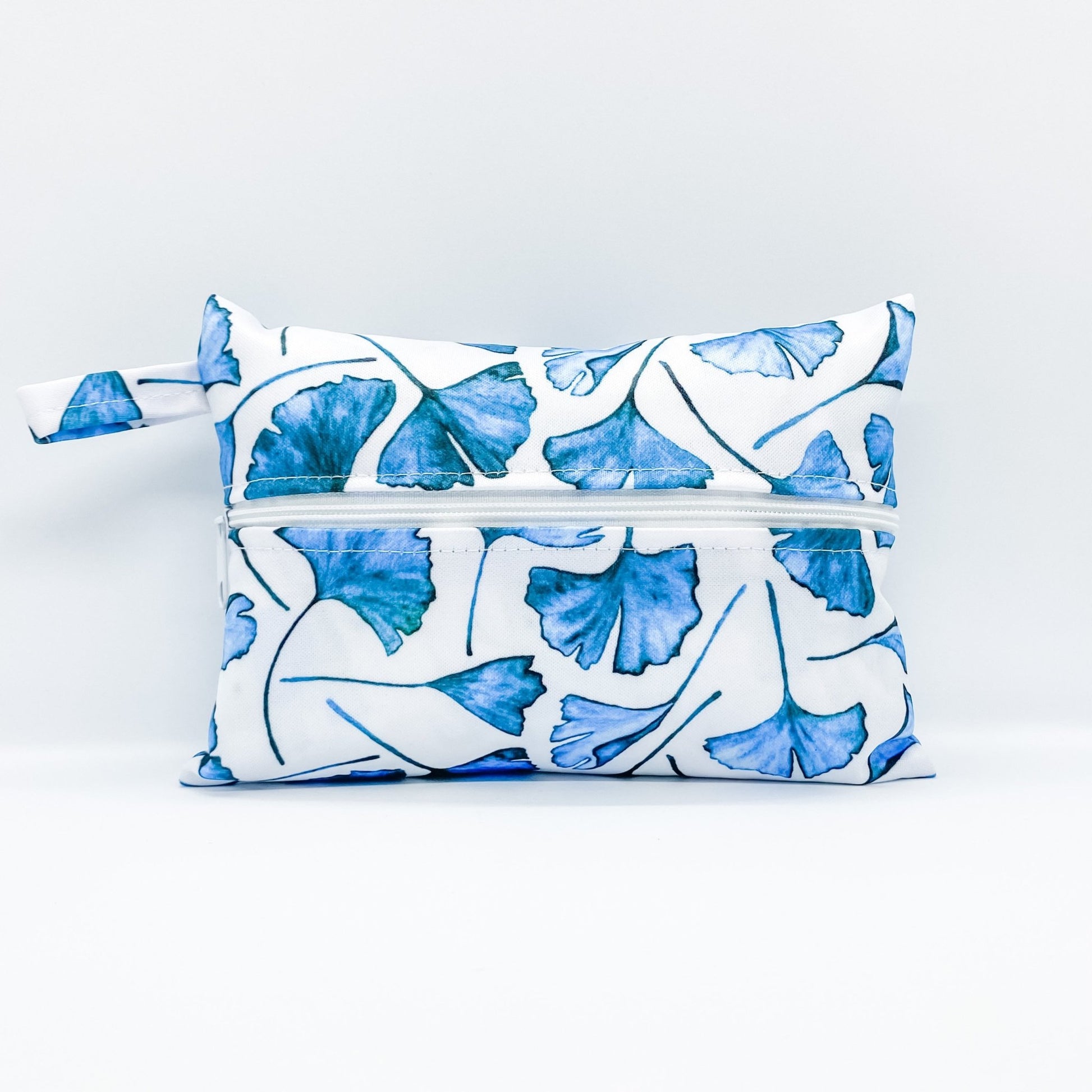 Mini Wet Bag - Blue Ginko Leaves - Mumma Bear Mum And Baby
