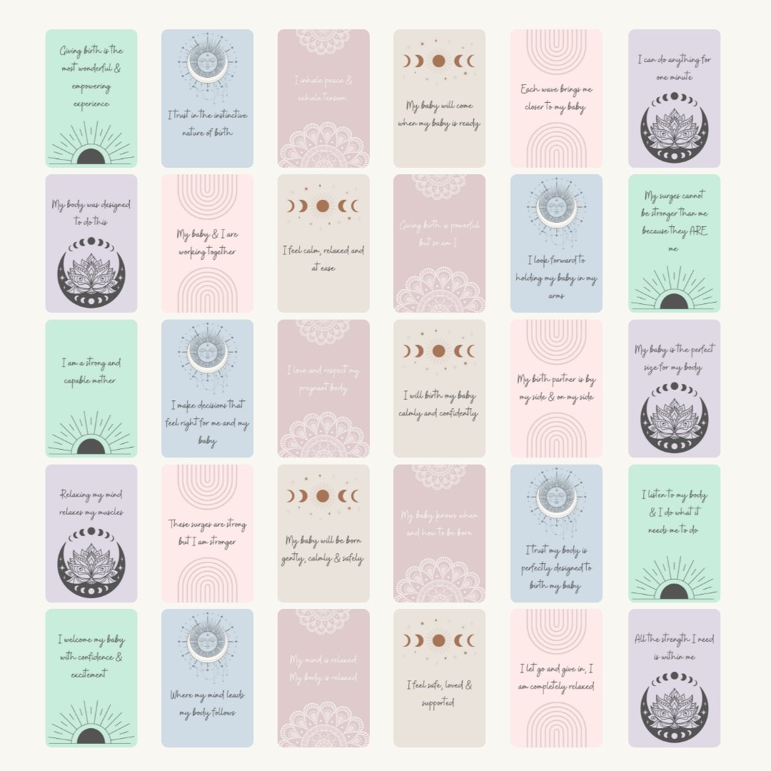 Positive Birth Affirmation Cards Kit (Digital Download) - Mumma Bear Mum And Baby